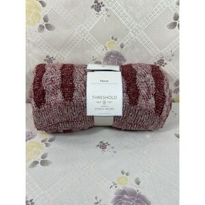 Threshold Studio McGee Grid Knit Throw Blanket Red Soft Cozy 50 in x 60 in